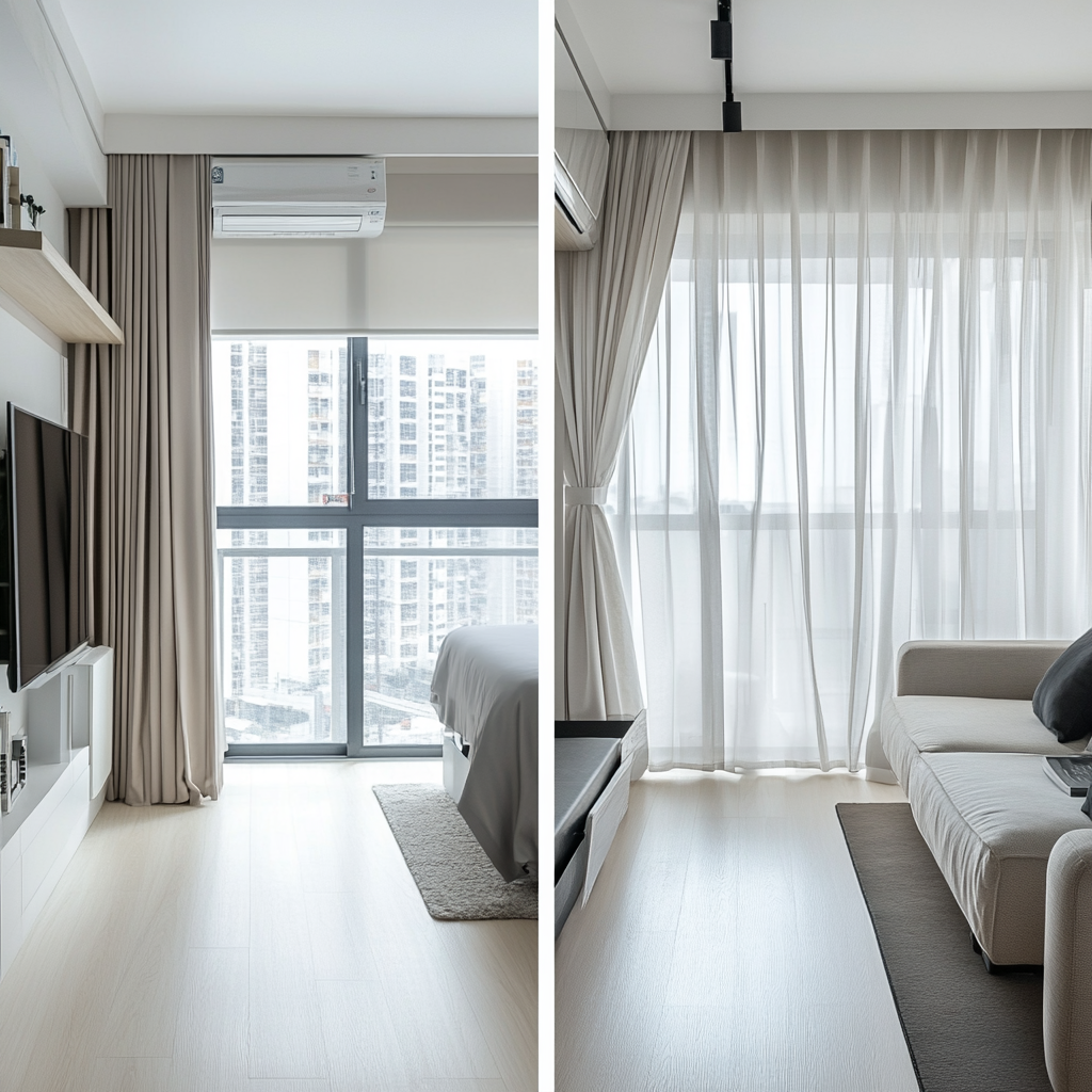 Cortinas en dormitorio